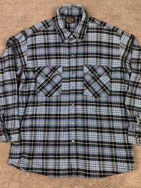 Vermont Flannel Company Shirt Mens XL Blue Black Plaid Check Button Up Down NWOT